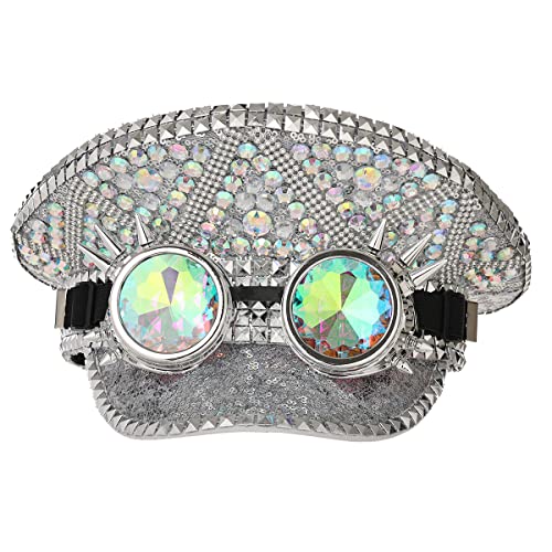 COSDREAMER Herren Steampunk Zylinder Hüte Pailletten Brille Militär Cap Punk Halloween Klassische Armee Militär Cap COSDREAMER Herren Steampunk Zylinder Hüte Pailletten Brille Militär Cap Punk Halloween Klassische Armee Militär Cap von COSDREAMER