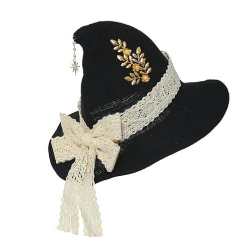 COSDREAMER Hexenhut für Damen, Wolle, Strickmütze für Halloween, Weihnachten, Kostümparty (B) von COSDREAMER