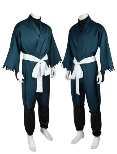 COSDREAMER Kimono Bademantel für Damen und Herren, Tongma Comics Geisha, japanisches Yukata, Rüschen Top, Hose, Set, Grün, XXL von COSDREAMER