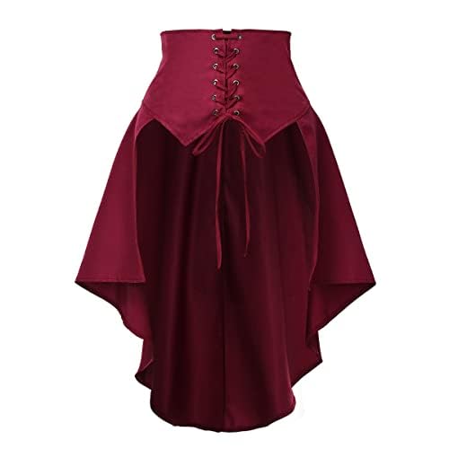 COSDREAMER Steampunk Damen Röcke Taillengürtel für Frauen Rüschen Piraten Korsett Kostüme, rot, 46 von COSDREAMER