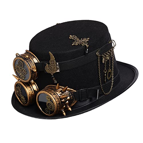 COSDREAMER Steampunk Top Hüte Goggle Gear Hut (schwarz, 61 cm) von COSDREAMER