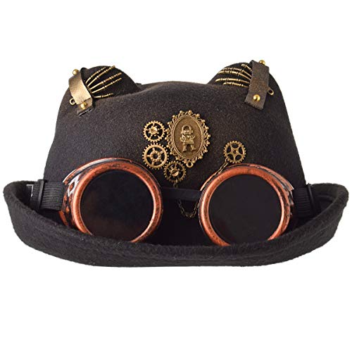 COSDREAMER Damen Herren Glasflasche Kuppelhut Steampunk Kostüm Gothic Zylinder Halloween Totenkopf Hut (Braun 1) von COSDREAMER