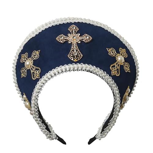 COSDREAMER Tudor-Renaissance-Kopfschmuck für Damen, königliche französische Kapuze, Koronett-Kopfschmuck (blau) von COSDREAMER
