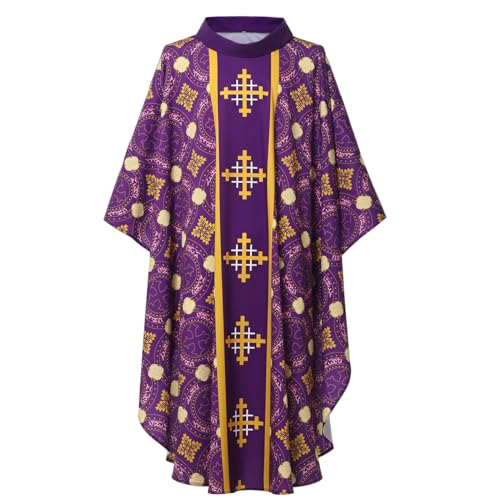 COSDREAMER Unisex Kirchenweste Priester Klergie Chasuble katholische Masse Kostüm Robe (Violett, Medium) von COSDREAMER