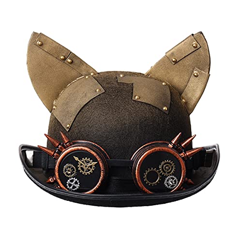 COSDREAMER Unisex Steampunk Zylinder Halloween Kostüm Hut mit Brille Braun von COSDREAMER