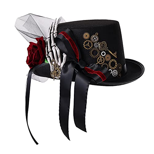 COSDREAMER Unisex Steampunk Zylinder Halloween Kostüm Hut mit Brille Schwarz 7 58cm COSDREAMER Unisex Steampunk Zylinder Halloween Kostüm Hut mit Brille Schwarz 7 58cm von COSDREAMER