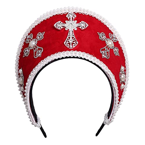 Damen Kopfschmuck Tudor Renaissance Royal French Hood Coronet (Win Red) von COSDREAMER