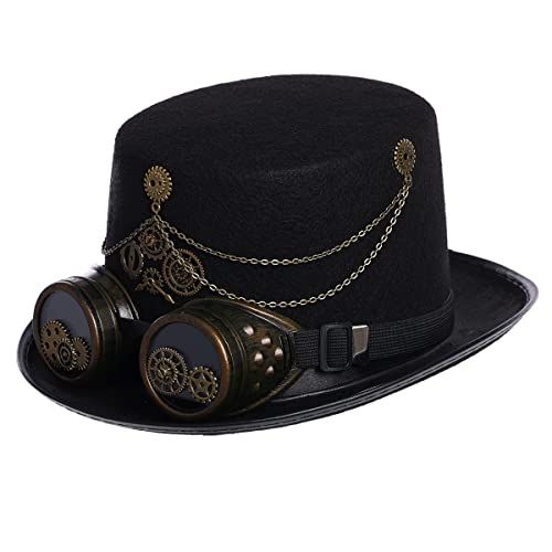 COSDREAMER Steampunk Top Hüte Goggle Gear Hut für Damen und Herren Gr. large, Schwarz (60cm, Schwarz 4) von COSDREAMER
