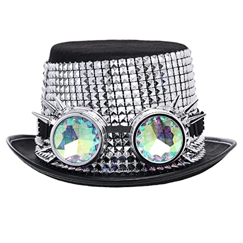 COSDREAMER Steampunk Top Hüte Goggle Gear Hut für Damen und Herren Gr. medium,Silber (58cm) von COSDREAMER