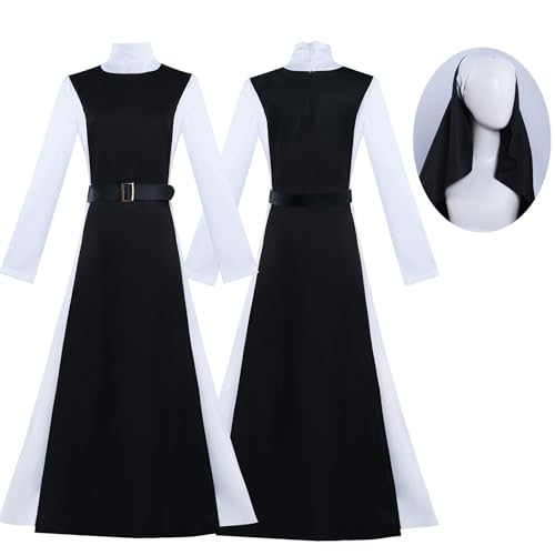 The Nonne Costume Scary Nonne Outfit Priester Halloween Costume (Black White, XXL) von COSDREAMER