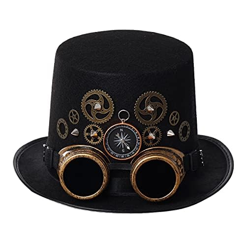 COSDREAMER Damen Steampunk Uhr Zifferblatt Blume Zylinder Feder Halloween Kostüm Hut (60 cm) Schwarz 4 COSDREAMER Damen Steampunk Uhr Zifferblatt Blume Zylinder Feder Halloween Kostüm Hut (60 cm) Schwarz 4 von COSDREAMER