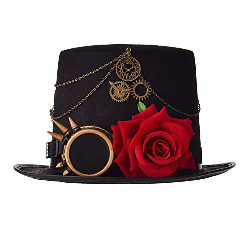 COSDREAMER Unisex Steampunk Zylinder Halloween Kostüm Hut mit Brille Schwarz 3 58cm COSDREAMER Unisex Steampunk Zylinder Halloween Kostüm Hut mit Brille Schwarz 3 58cm von COSDREAMER