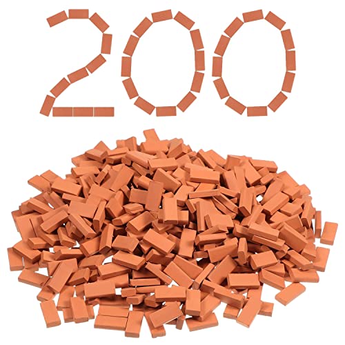 200 Stück Mini-Ziegel für Landschaftsbau, Miniatursteine, Ziegelmauer, kleine Ziegel für Teile, Maßstab 1/35 von COSINE