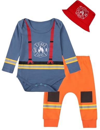 COSLAND - 3-teiliges Baumwollkostüm für Babys, Jungen, Kleidung, Baumwollkleidungsset, Neugeborene, 12 Monate, Feuerwehrmann, Neugeborenes COSLAND - 3-teiliges Baumwollkostüm für Babys, Jungen, Kleidung, Baumwollkleidungsset, Neugeborene, 12 Monate, Feuerwehrmann, Neugeborenes von COSLAND