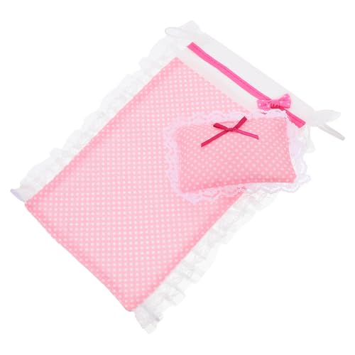COSMEVIVI 1 Satz Miniatur Bettwäsche Set für Puppenhaus Bettlaken und Kissen Puppenhaus Zubehör für Schlafzimmer Kreative Dekoration für Mini Möbel und Puppenbett von COSMEVIVI