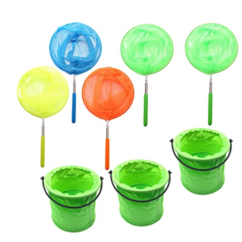 COSMEVIVI 1 Satz Teleskop Insekten Kescher Set für Fangnetze und Faltbare Eimer für Garten Pool und Outdoor Aktivitäten Fördert Motorische Fähigkeiten und Erkundung Zufällige Farbe von COSMEVIVI