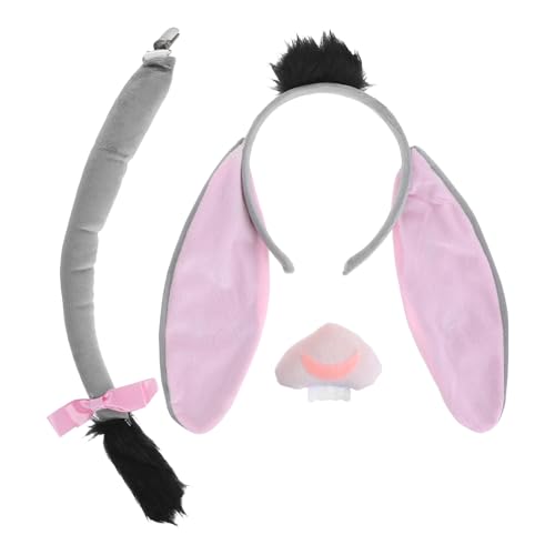 COSMEVIVI 1 Set Esel-Cosplay-Kostüm: Esel-Ohren und -, Kostüm, Stirnband, Nase, Halloween, Geburtstag, Cosplay, Anziehparty-Dekorationen COSMEVIVI 1 Set Esel-Cosplay-Kostüm: Esel-Ohren und -, Kostüm, Stirnband, Nase, Halloween, Geburtstag, Cosplay, Anziehparty-Dekorationen von COSMEVIVI