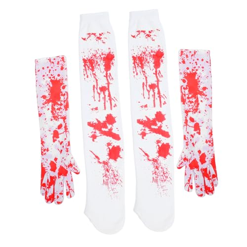 COSMEVIVI 1 Set Halloween Blutflecken Set, Halloween Bluthandschuhe Und Strümpfe, Kostüm Für Halloween, Wiederverwendbare Bluthandschuhe, Halloween Zubehör, Halloween Versorgung, Cosplay von COSMEVIVI