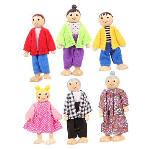 COSMEVIVI 1 Set Holzpuppen Familie Mit Beweglichen Gliedern Miniatur Puppenhaus Figuren Für Kreatives Rollenspiel Spielzeugset Für Ideal Für Familie Rollenspiele Und Fantasievolles von COSMEVIVI