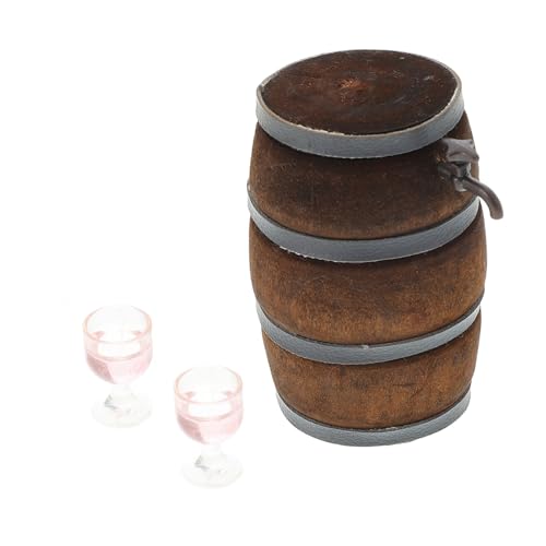 COSMEVIVI 1 Set Micro Landschaft Dekoration Puppenhaus Dekore Mini Bier Fässer Miniatur Holz Barrel Set Für Puppenhaus Dekoration von COSMEVIVI