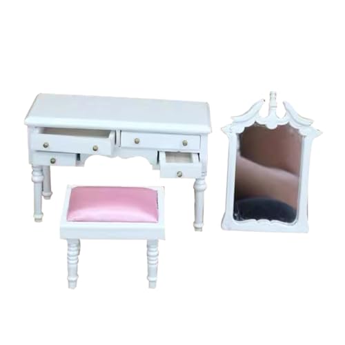 COSMEVIVI 1:12 Puppenhaus-frisiertisch-Set Im Viktorianischen Stil Miniatur-möbelset Spiegel und Hocker Zur Dekoration COSMEVIVI 1:12 Puppenhaus-frisiertisch-Set Im Viktorianischen Stil Miniatur-möbelset Spiegel und Hocker Zur Dekoration von COSMEVIVI