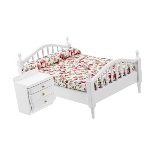 COSMEVIVI Cutebee Puppenhaus Miniatur 1 Set Miniatur Bett Mit Nachttisch Für Puppenhaus Mini Öbel Set Für Schlafzimmer Weißes Bett Und Nachttisch Zubehör Für Kreative Spielwelten Puppenhauseinrichtung COSMEVIVI Cutebee Puppenhaus Miniatur 1 Set Miniatur Bett Mit Nachttisch Für Puppenhaus Mini Öbel Set Für Schlafzimmer Weißes Bett Und Nachttisch Zubehör Für Kreative Spielwelten Puppenhauseinrichtung von COSMEVIVI