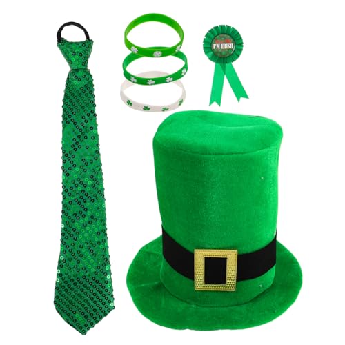 COSMEVIVI Patricks Day Festival Hut-set Zylinder Grün Mini Kleeblatt Party Zubehör Irische Kostüme Für Frauen Männer COSMEVIVI Patricks Day Festival Hut-set Zylinder Grün Mini Kleeblatt Party Zubehör Irische Kostüme Für Frauen Männer von COSMEVIVI