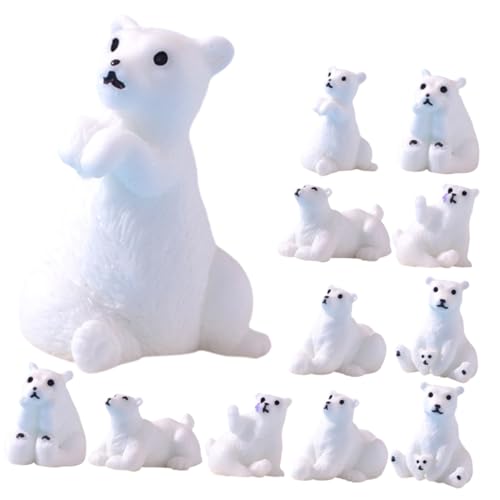 COSMEVIVI 12 Stück Teiliges Miniatur Resin Bärenfiguren Kleine Niedliche Wildtier Dekorationen Leichte und Detailreiche Bärenskulpturen für Garten Bonsai und Wohnraumgestaltung von COSMEVIVI