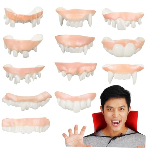 COSMEVIVI 12 Stück Teiliges Vampirzähne aus Robustem PVC Authentische Halloween Fake Teeth für Gruselige Kostüme und Lustige Streiche Einfach Anzulegen Bequem und Langlebig für Party und COSMEVIVI 12 Stück Teiliges Vampirzähne aus Robustem PVC Authentische Halloween Fake Teeth für Gruselige Kostüme und Lustige Streiche Einfach Anzulegen Bequem und Langlebig für Party und von COSMEVIVI