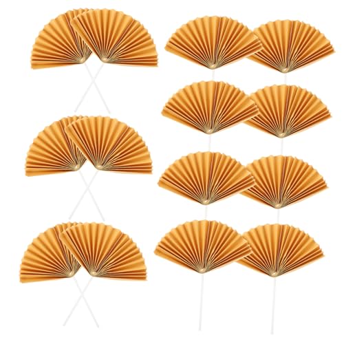 COSMEVIVI 16 Stück Teiliges Papier Fächer Cake Picks Kreative Tortendeko im Antiken Stil Faltbare Cupcake Inserts Leichte Geburtstagsdeko Einzigartige Kuchenstecker für Festlichkeiten von COSMEVIVI