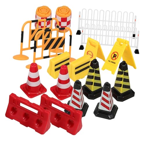 COSMEVIVI 18 Stück Simulierte Verkehrssperren, Mini, Absperrungsspielzeug, Straßensperre, Mini Modell, Mini Straßensperren, Spielzeug, Mini Verkehrssperren, Spielzeug, Miniatur von COSMEVIVI