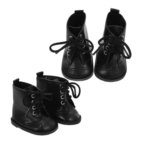 COSMEVIVI 2 Paare Puppenstiefel aus PU Leder Komfortabel und Modisch Schuhe für Mädchenpuppen Passgenaues Design für Puppenhaus und Rollenspiele Verarbeitung Schwarz von COSMEVIVI