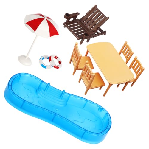 COSMEVIVI 2 Sets Miniatur-Puppenhaus-Pool und Strand, inklusive Mini-Schwimmbecken, Strandschirm, Stuhl, Feengarten, Puppenhaus-Zubehör, Dekoration COSMEVIVI 2 Sets Miniatur-Puppenhaus-Pool und Strand, inklusive Mini-Schwimmbecken, Strandschirm, Stuhl, Feengarten, Puppenhaus-Zubehör, Dekoration von COSMEVIVI