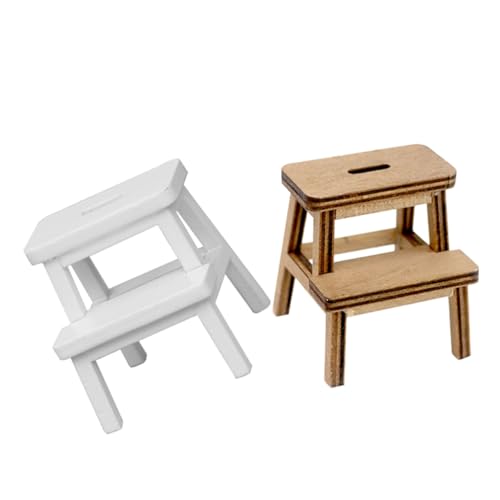 COSMEVIVI 2 Stück Mini Tritthocker, Puppenhausmöbel, Miniaturmöbel, Puppenhocker, Hocker Zum Basteln, Hocker Für Puppenhaus, Puppenhauszubehör, Kleine Möbel, Mini Schmuckhocker, Modell von COSMEVIVI