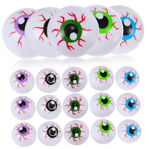 COSMEVIVI 20 Stück Teiliges Bunte Realistische Halloween Augäpfel aus Sicherem PP Kunststoff Detailgetreu Gefertigt als Gruselige Deko für Halloween Partys und Bastelprojekte von COSMEVIVI