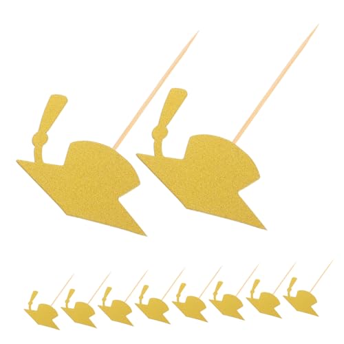COSMEVIVI 24 Stück Teiliges Graduation Cupcake Toppers Goldener Abschlusskappen Cake Picks Vielseitige Tortendeko für Abschlussfeiern Schulveranstaltungen und Partydekoration Einfache von COSMEVIVI