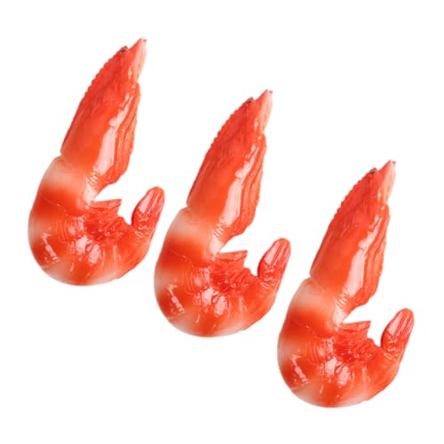 COSMEVIVI 3 Stück Realistische Künstliche Garnelen PVC Modell Dekoration Lebensechte Küchen Deko Tier Simulation Für Restaurant Zuhause Kindergarten von COSMEVIVI
