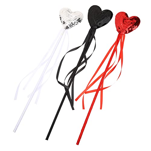 COSMEVIVI 3 Stück Teiliges Herz Zauberstäbe mit Pailletten Glitzernde Fee Sticks für Mädchen Party und Kostüm Accessoires Geeignet für Geburtstagsfeiern Prinzessinnen Partys und von COSMEVIVI