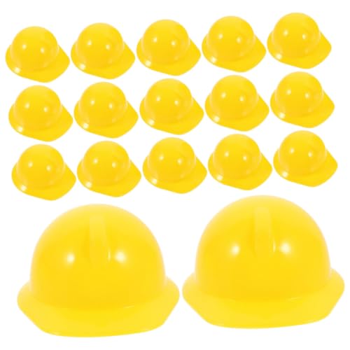 COSMEVIVI 30 Stück Teiliges Miniatur Sicherheitshelm Gelb Realistische Mini Bauhelme als Puppen und Haustierhut Vielseitige Party und Cake Topper Deko Kompakt und Praktisch für Outdoor von COSMEVIVI