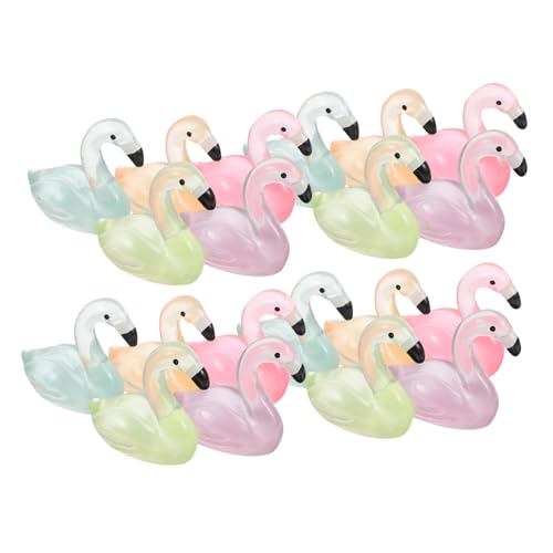 COSMEVIVI 30Pcs Glühen In The Dark Simulation Mini Harz Flamingo Mikrolandschaft Desktop Oramente (Gemischte Farben) 30Pcs Landschaft Ornament Flamingo Skulptur Winziges Spielzeug Flamingos von COSMEVIVI