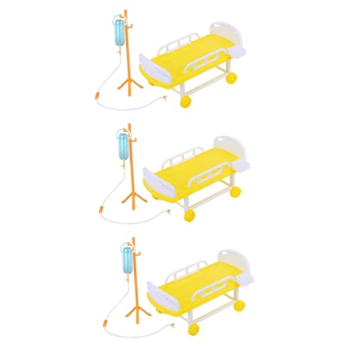 COSMEVIVI 3sätze Miniatur Krankenhausbett Spielzeug Mit Infusionsflasche Realistische Arztspielzeug Dekoration Für Rollenspiel Haus Und -szenen von COSMEVIVI