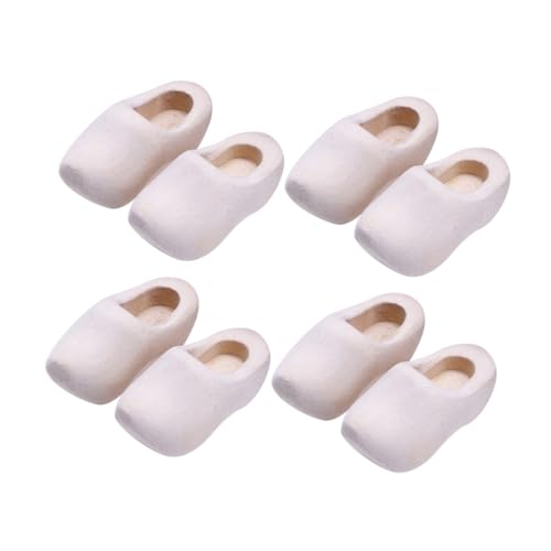 COSMEVIVI Spielzeug 4 Doppelte Miniatur-Holzschuhe Für Unfertige Mini-Holzschuhe Puppenhaus-schmuck Bastelbedarf von COSMEVIVI
