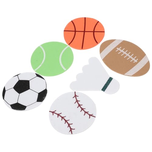 COSMEVIVI 4 Packungen Schaumstoffaufkleber Fußballaufkleber Ballmotiv Schaumstoffaufkleber Basketballaufkleber Sportball Schaumstoffaufkleber Basketball Aufkleber DIY Sportballaufkleber von COSMEVIVI