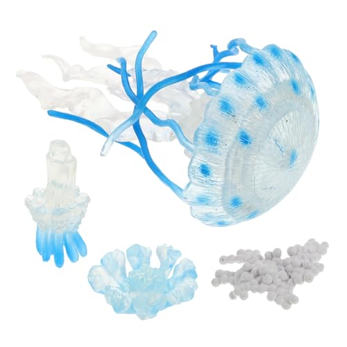 COSMEVIVI 4 Stück Aquarium Dekoration Quallen Wachstumsmodell Teiliges Kunststoff Handbemalt Lernspielzeug zur Kognitiven und Feinstmotorik Sichere Meeresbewohner Deko von COSMEVIVI