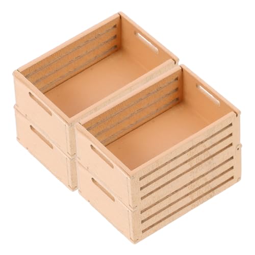 COSMEVIVI 4 Stück Mini Holz Körbchen Handgefertigtes Puppenhaus Zubehör Multifunktionale Mini Aufbewahrungskörbe Robuste Holzmodelle für Puppenstube Dekorative Miniatur Möbel von COSMEVIVI