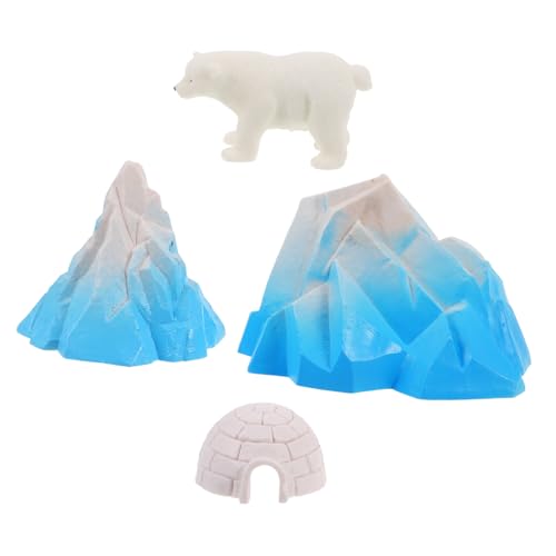 COSMEVIVI 4Stücke Teiliges Mini Iglu Modell mit Polartierfiguren Realistische und Arktischer Weißer Bär Puppenhaus Dekoration für Kreative Winterlandschaften von COSMEVIVI