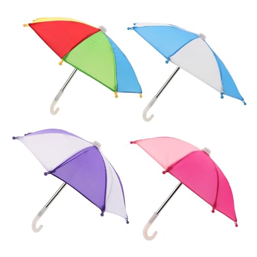 COSMEVIVI Regenschirme 4er Set Regenschirm Für Puppen Bunte Miniatur Regenschirm Zubehör Für Rollenspiele Ideal Für Amerikanische Ädchenpuppen Puppenzubehör Für Kreatives von COSMEVIVI