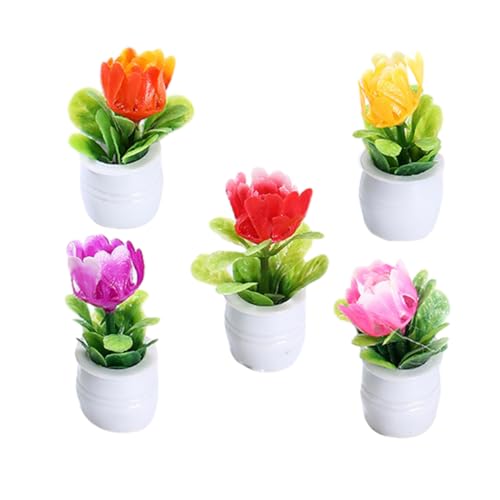 COSMEVIVI 5 Stück Künstliche Topfpflanze, Mini, Simulierter Bonsai, Mini, Gefälschter Kleiner Bonsai, Puppenhaus, Künstliche Blume, Bonsai, Mini, Künstliche Pflanze, Ornament, Künstlicher von COSMEVIVI
