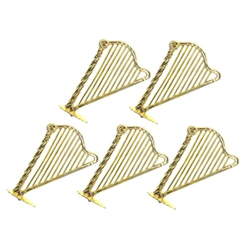 COSMEVIVI 5 Stück Miniatur Harfe, Mini Instrumentenschmuck, Exquisiter Harfenschmuck, Harfenhandwerk, Dekoratives Mini Instrument, Puppenhaus, Mini Instrument, Kleines Harfenmodell, Mini von COSMEVIVI