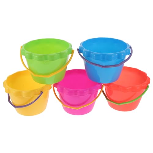 COSMEVIVI 5 Stück Spielzeug Strandeimer Sandkasten Eimer Strandspielzeug Für Kinder Kleiner Sandeimer Strandthema Partygeschenke Strandeimer Strandsandspielzeug Kleinkind Sandtisch von COSMEVIVI
